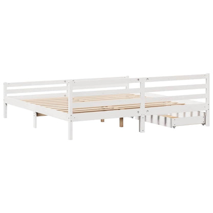 Bed Frame without Mattress White 180x200 cm Super King Solid Wood Pine