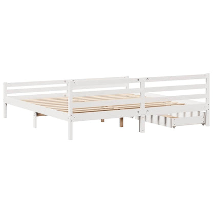 Bed Frame without Mattress White 200x200 cm Solid Wood Pine