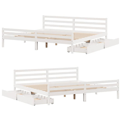 Bed Frame without Mattress White 200x200 cm Solid Wood Pine