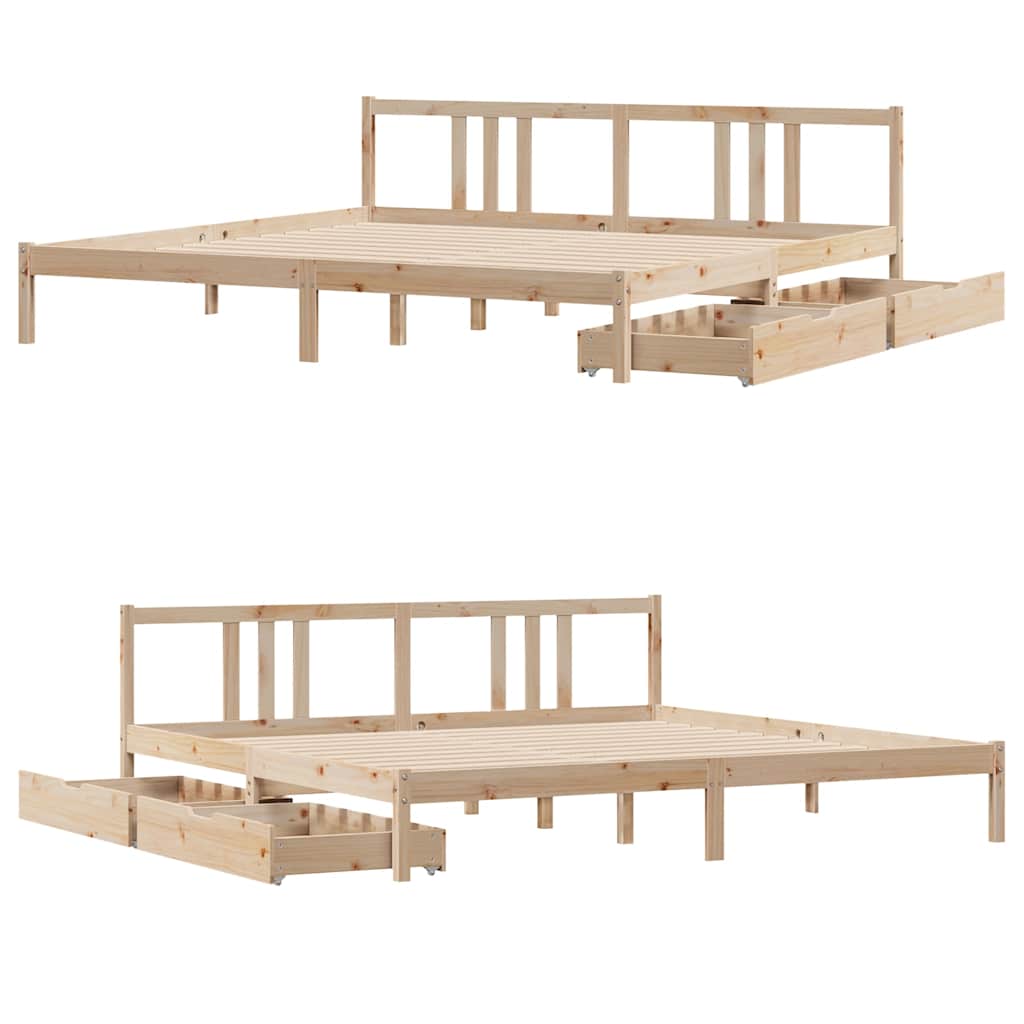 Bed Frame without Mattress 200x200 cm Solid Wood Pine