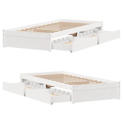 Bed Frame without Mattress White 75x190 cm Small Single Solid Wood Pine