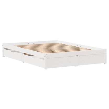 Bed Frame without Mattress White 140x190 cm Solid Wood Pine