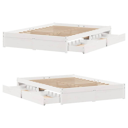 Bed Frame without Mattress White 140x190 cm Solid Wood Pine