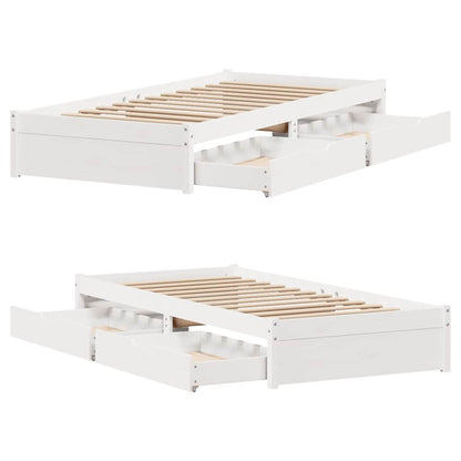 Bed Frame without Mattress White 100x200 cm Solid Wood Pine
