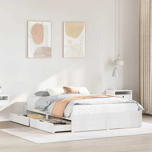 Bed Frame without Mattress White 120x200 cm Solid Wood Pine