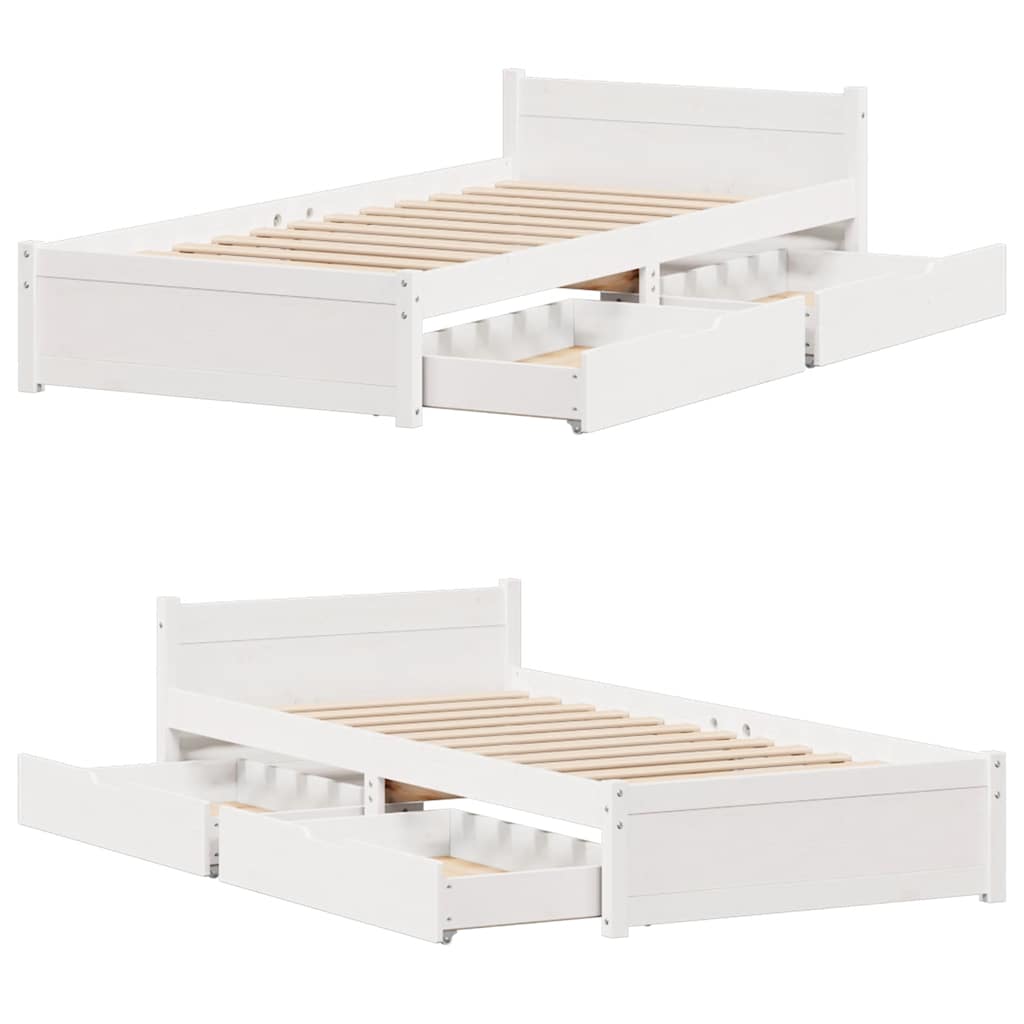 Bed Frame without Mattress White 75x190 cm Small Single Solid Wood Pine