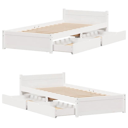 Bed Frame without Mattress White 75x190 cm Small Single Solid Wood Pine