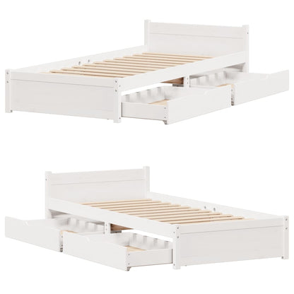 Bed Frame without Mattress White 90x190 cm Single Solid Wood Pine