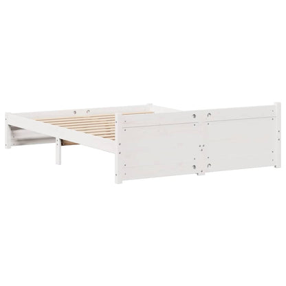 Bed Frame without Mattress White 135x190 cm Double Solid Wood Pine