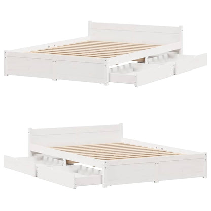 Bed Frame without Mattress White 140x190 cm Solid Wood Pine