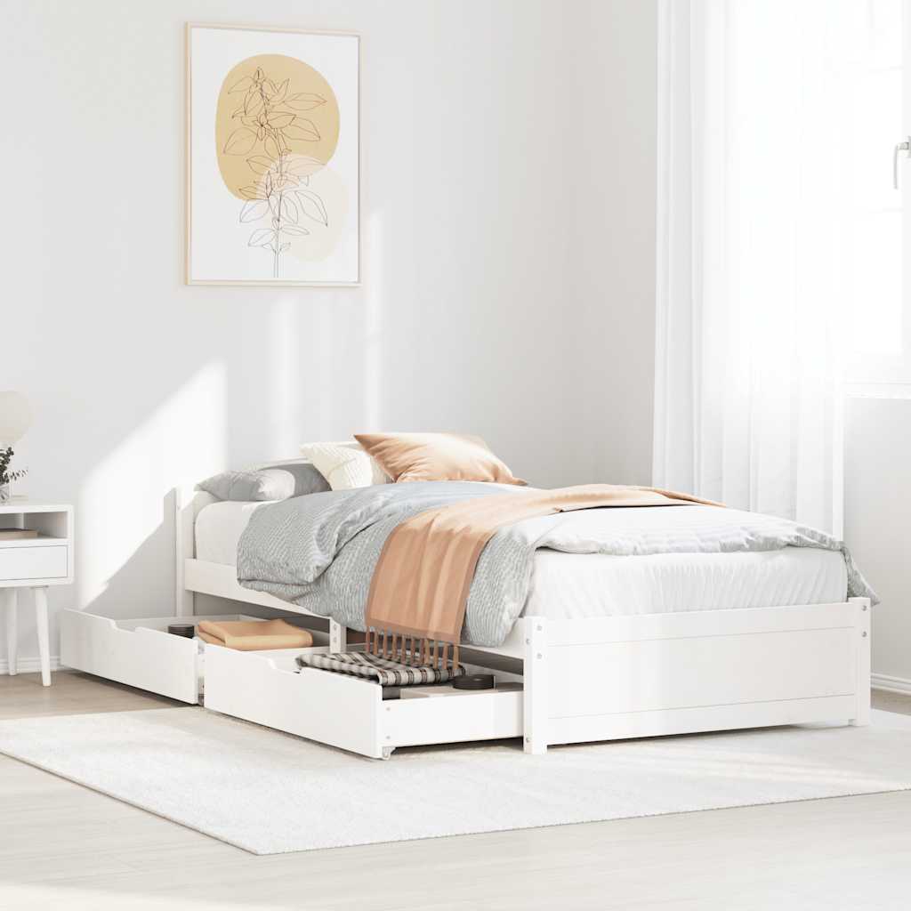 Bed Frame without Mattress White 90x200 cm Solid Wood Pine