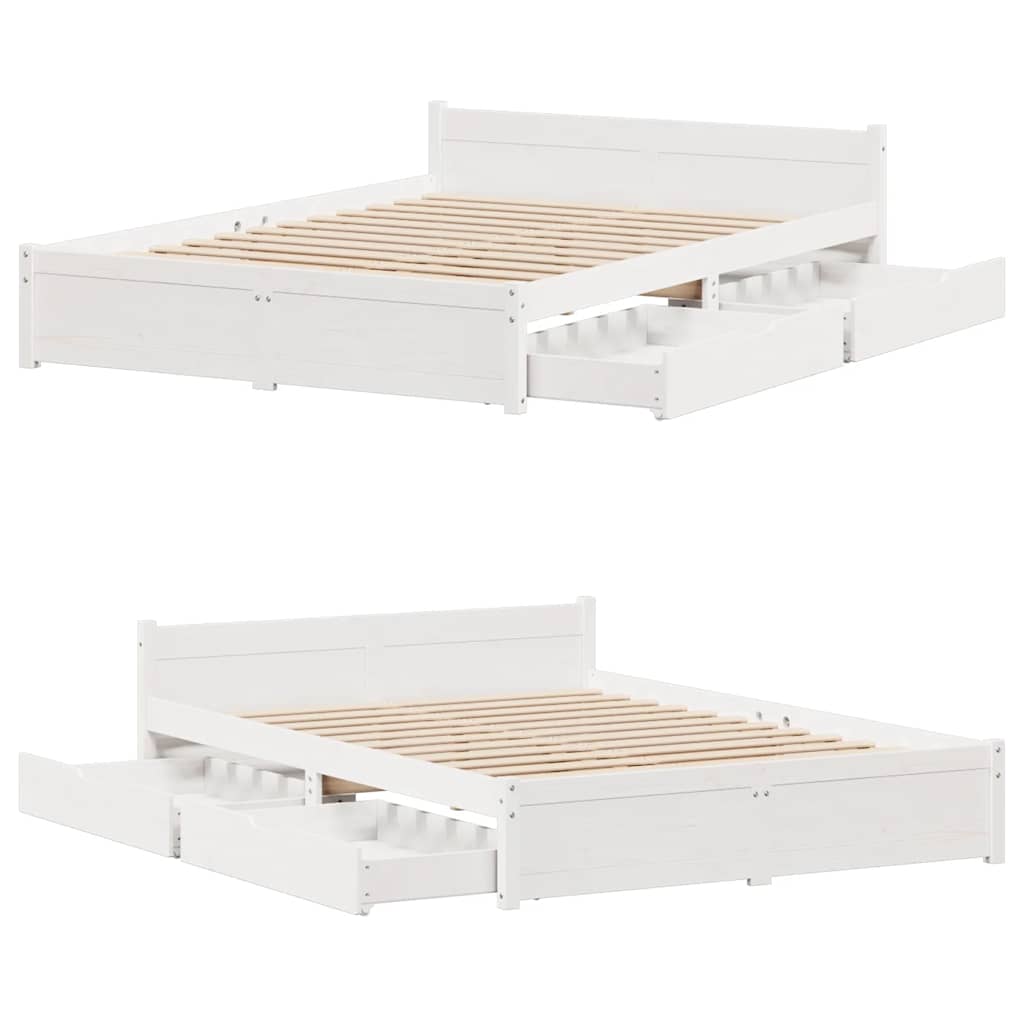 Bed Frame without Mattress White 100x200 cm Solid Wood Pine