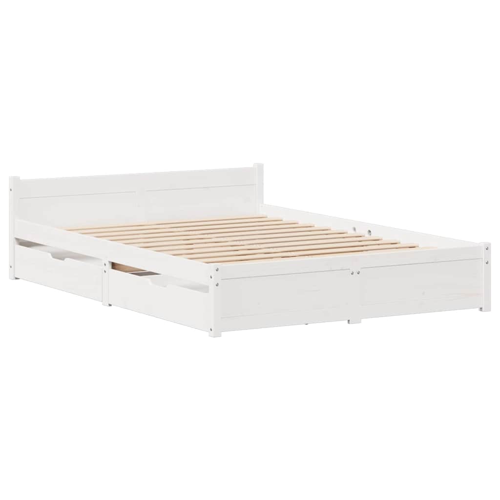 Bed Frame without Mattress White 140x200 cm Solid Wood Pine
