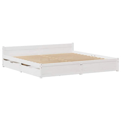 Bed Frame without Mattress White 180x200 cm Super King Solid Wood Pine