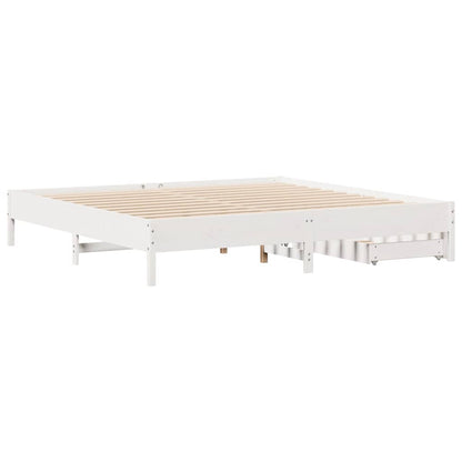Bed Frame without Mattress White 180x200 cm Super King Solid Wood Pine