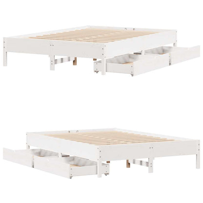 Bed Frame without Mattress White 160x200 cm Solid Wood Pine
