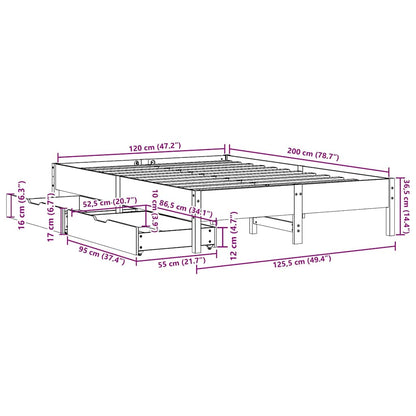 Bed Frame without Mattress 120x200 cm Solid Wood Pine