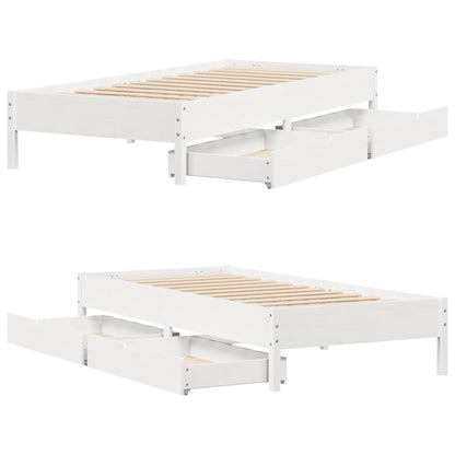 Bed Frame without Mattress White 100x200 cm Solid Wood Pine