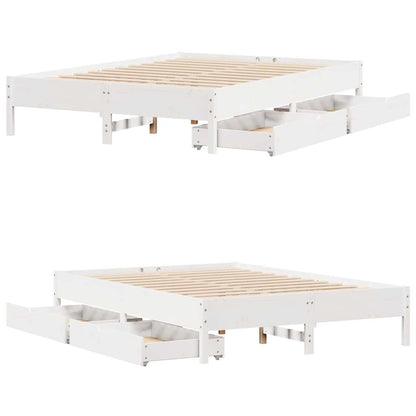 Bed Frame without Mattress White 140x190 cm Solid Wood Pine