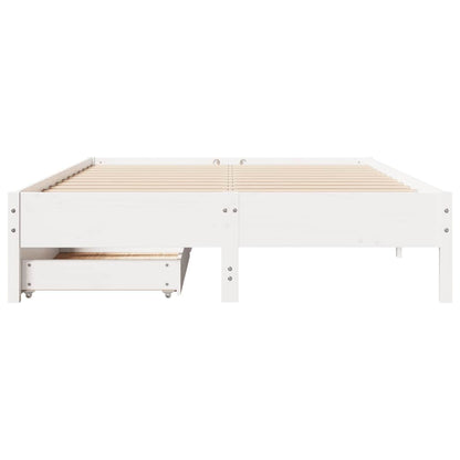 Bed Frame without Mattress White 135x190 cm Double Solid Wood Pine