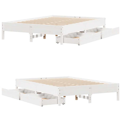 Bed Frame without Mattress White 135x190 cm Double Solid Wood Pine