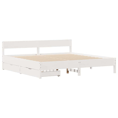 Bed Frame without Mattress White 200x200 cm Solid Wood Pine
