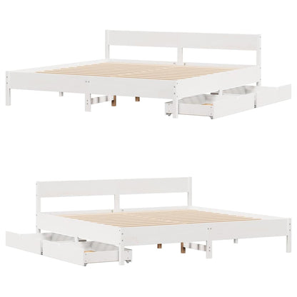 Bed Frame without Mattress White 200x200 cm Solid Wood Pine