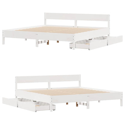 Bed Frame without Mattress White 180x200 cm Super King Solid Wood Pine