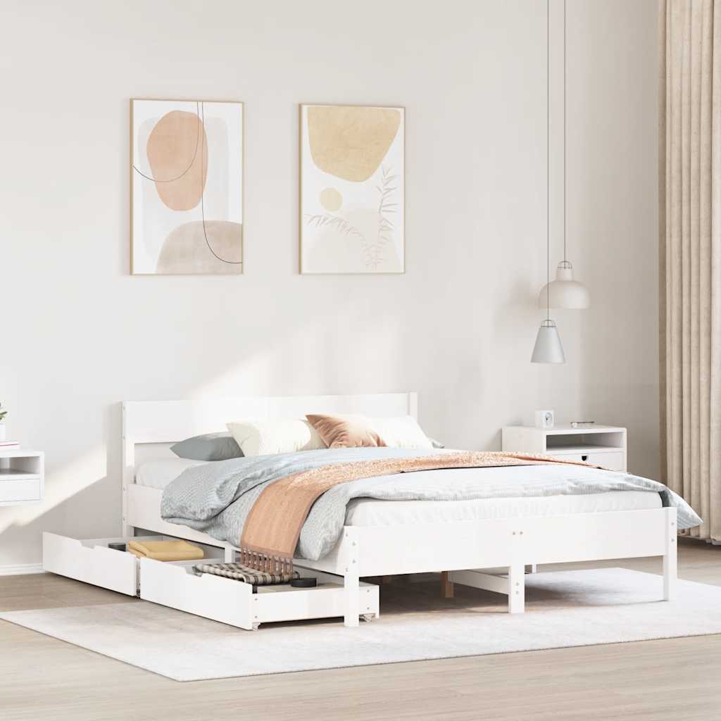 Bed Frame without Mattress White 140x200 cm Solid Wood Pine