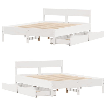 Bed Frame without Mattress White 140x190 cm Solid Wood Pine