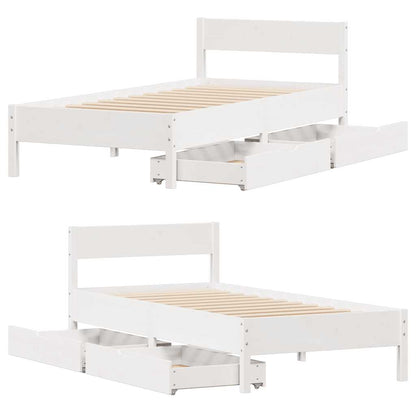 Bed Frame without Mattress White 90x190 cm Single Solid Wood Pine