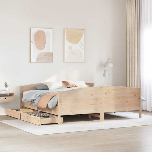 Bed Frame without Mattress 200x200 cm Solid Wood Pine