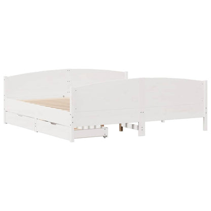 Bed Frame without Mattress White 180x200 cm Super King Solid Wood Pine