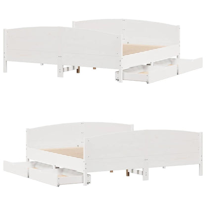 Bed Frame without Mattress White 180x200 cm Super King Solid Wood Pine