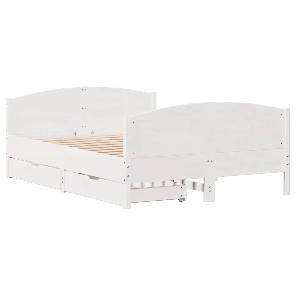 Bed Frame without Mattress White 120x200 cm Solid Wood Pine