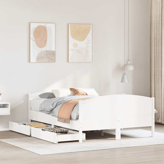 Bed Frame without Mattress White 120x200 cm Solid Wood Pine