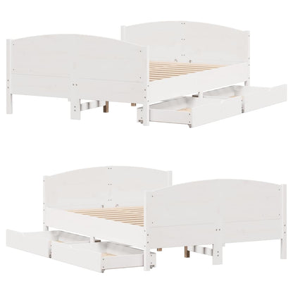 Bed Frame without Mattress White 140x190 cm Solid Wood Pine