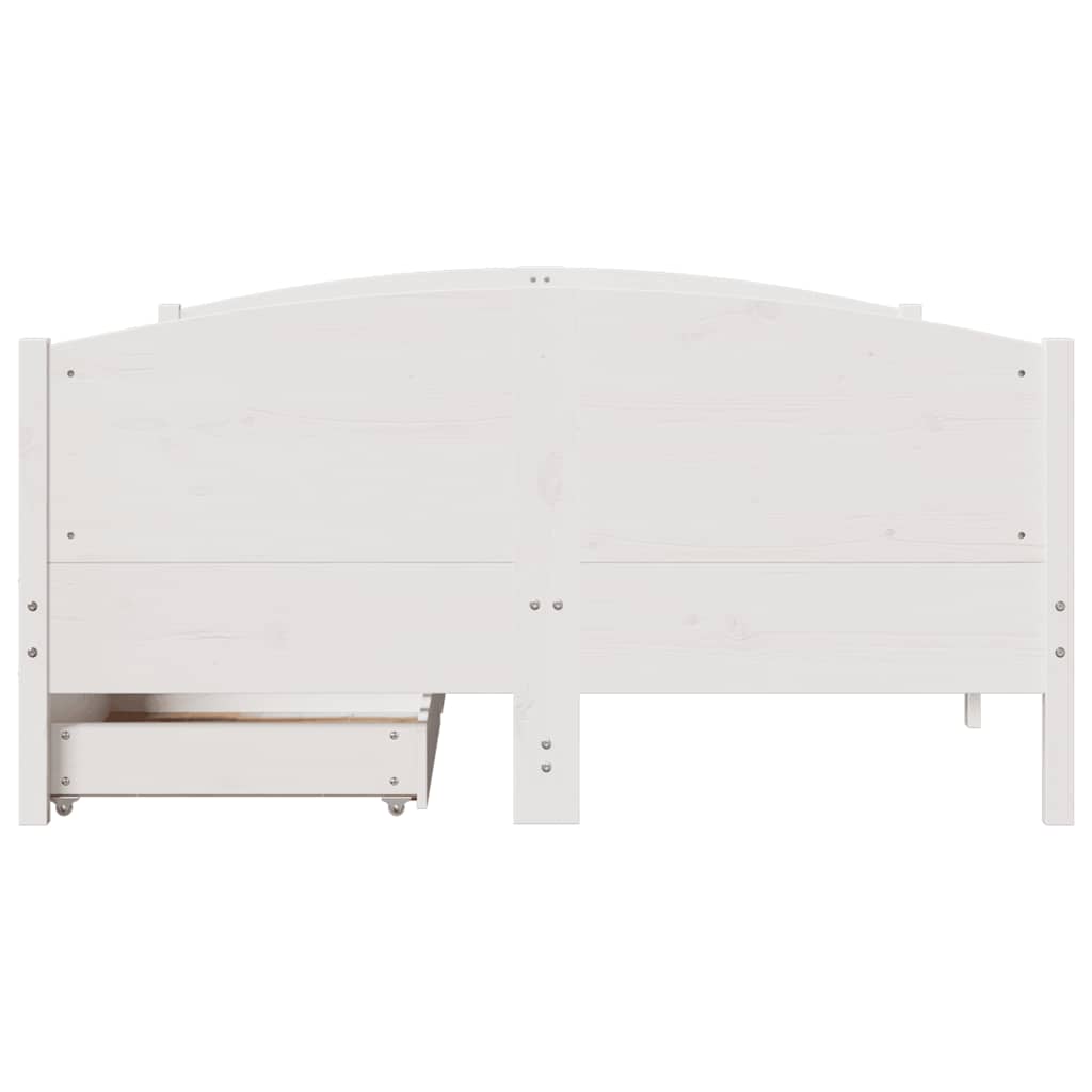 Bed Frame without Mattress White 135x190 cm Double Solid Wood Pine
