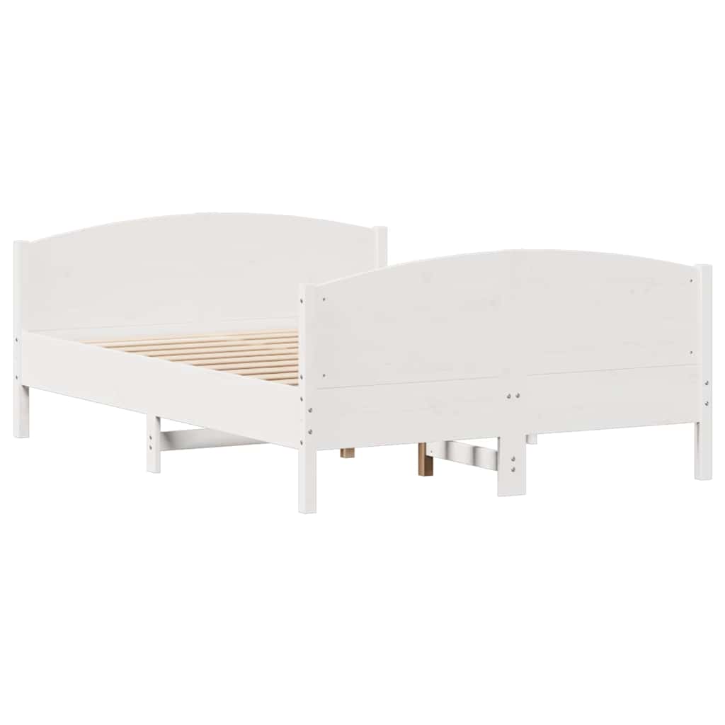 Bed Frame without Mattress White 135x190 cm Double Solid Wood Pine
