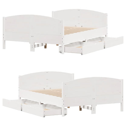 Bed Frame without Mattress White 135x190 cm Double Solid Wood Pine
