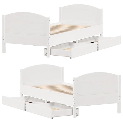 Bed Frame without Mattress White 90x200 cm Solid Wood Pine