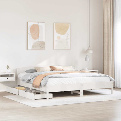 Bed Frame without Mattress White 200x200 cm Solid Wood Pine