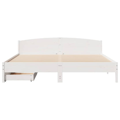 Bed Frame without Mattress White 180x200 cm Super King Solid Wood Pine