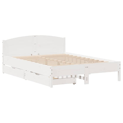 Bed Frame without Mattress White 135x190 cm Double Solid Wood Pine