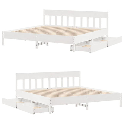 Bed Frame without Mattress White 200x200 cm Solid Wood Pine