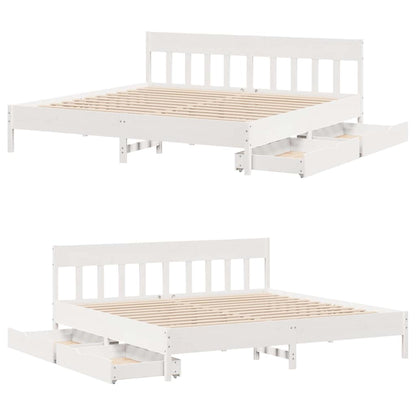 Bed Frame without Mattress White 180x200 cm Super King Solid Wood Pine