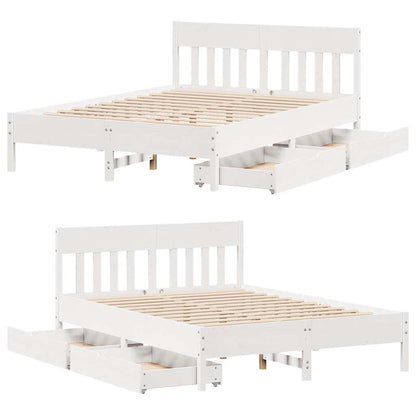 Bed Frame without Mattress White 160x200 cm Solid Wood Pine