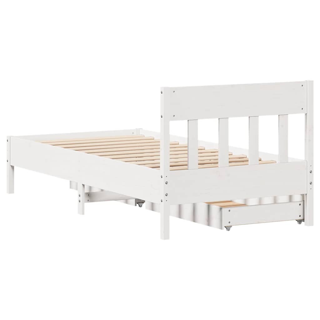 Bed Frame without Mattress White 100x200 cm Solid Wood Pine