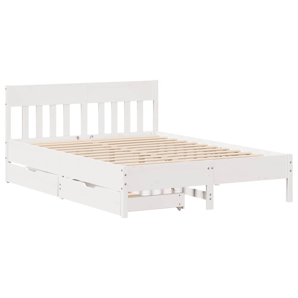 Bed Frame without Mattress White 140x190 cm Solid Wood Pine