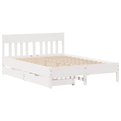 Bed Frame without Mattress White 140x190 cm Solid Wood Pine